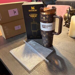 🤎Stanley Brown and Gold Monogram Quencher Travel Tumbler🤎